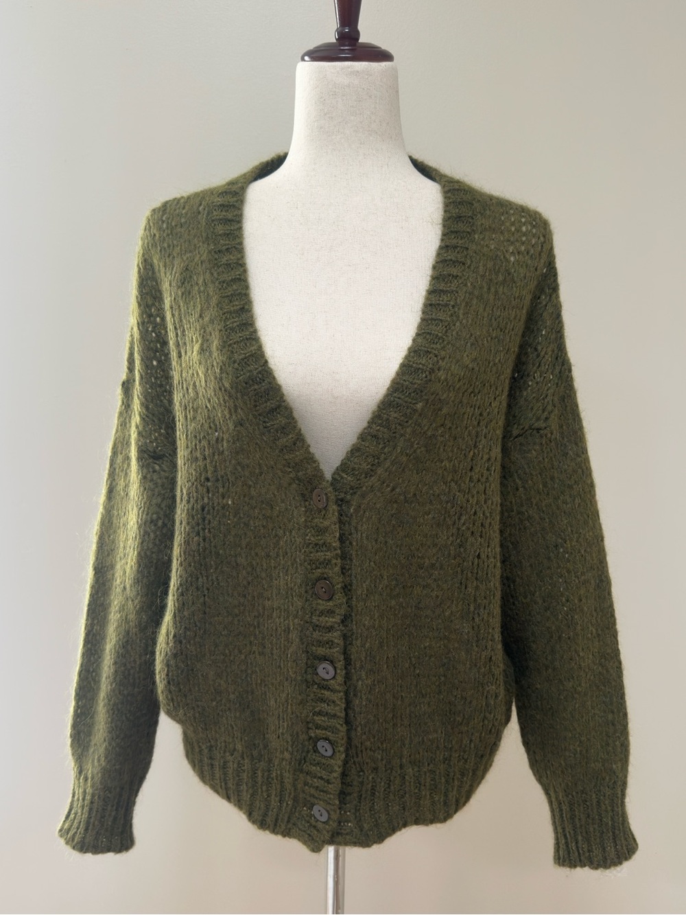 Acote Women’s Green Button Up Sweater | 1